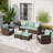 5 - Person Outdoor Wicker Patio Conversation Set with Swivel Chairs-100537939-102529898