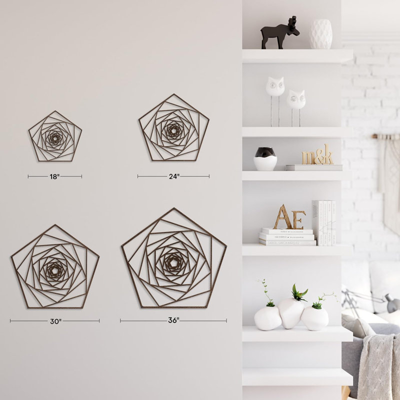 Décoration murale en métal, H 36 po x l 36 po x P 0,05 po, Bronze