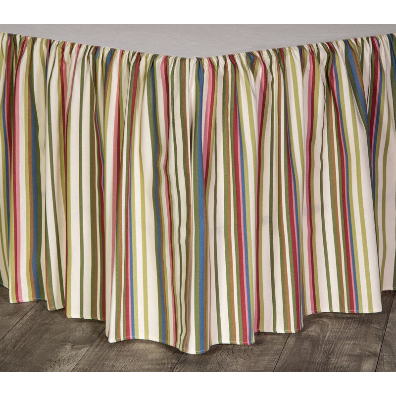 Virginia Stripe Shirred Bed Skirt, Queen, 15"