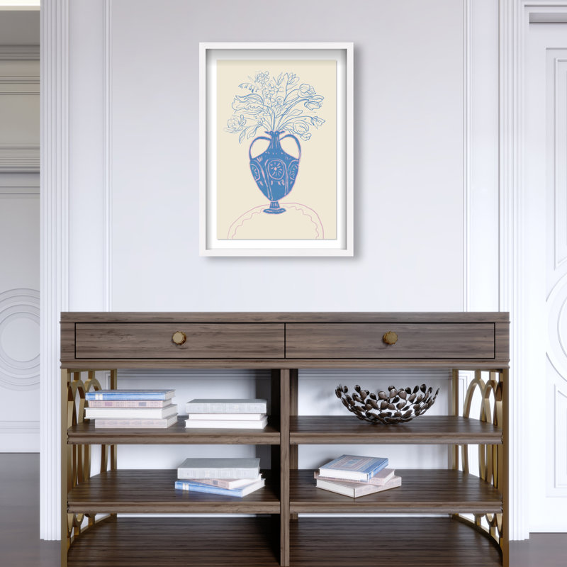 Blue Flower Studio Print by Oliver Gal, 25.5" H x 17.5" W, White Shadowbox