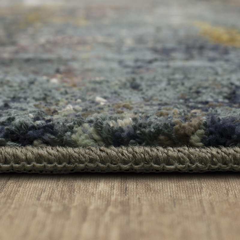 Tranquil Indigo Abstract Viscose Blend Area Rug - 5'3" x 7'10"