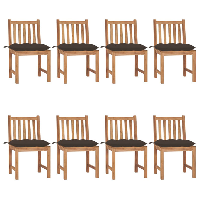 Chaise de patio en teck avec coussins, Taupe