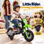 Moto électrique pour enfants Forever Source 12V, roues d'entraînement, suspension à ressort, accélérateur à torsion, lumières DEL et musique, idéale pour les enfants de 3 à 5 ans, vert