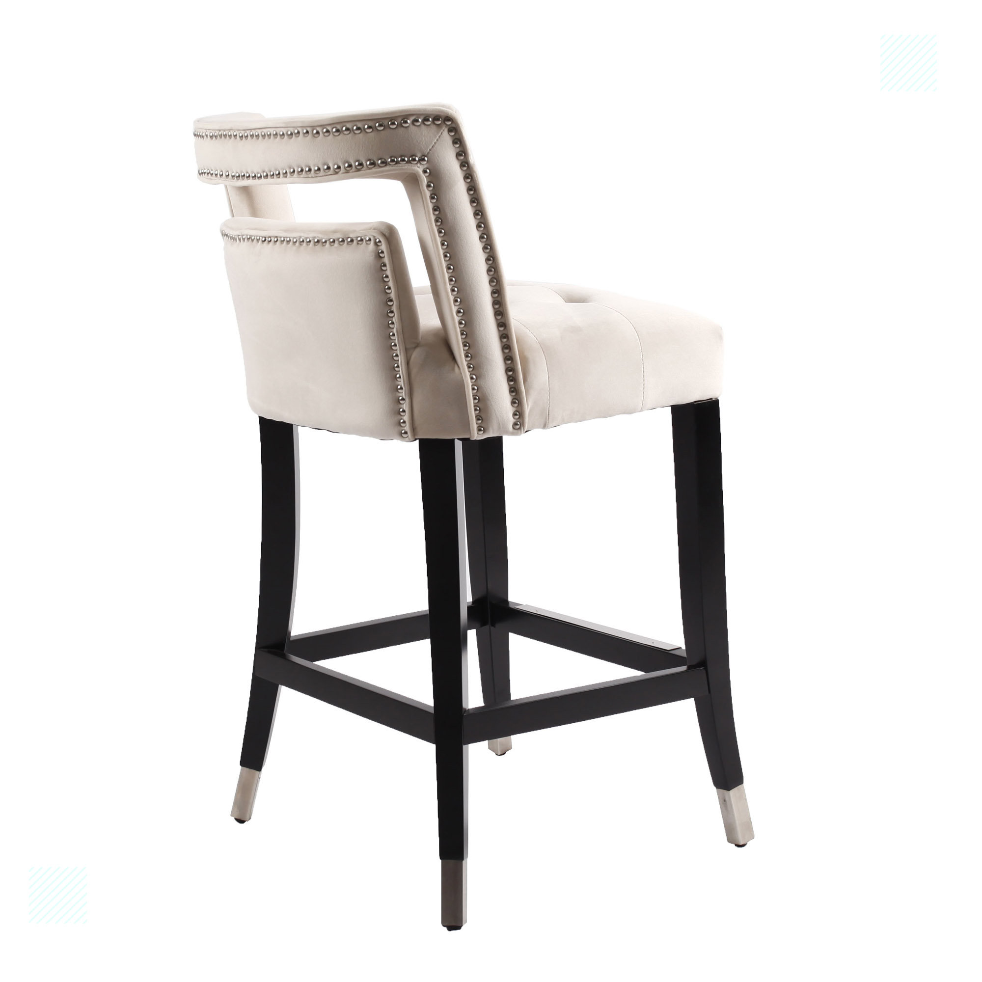 Mercer41 Suede Velvet Barstool with nailheads Dining Room Chair 2