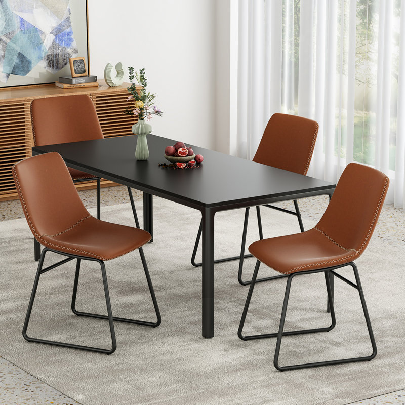 Ipke Faux Leather Upholstered Dining Chair, Brown
