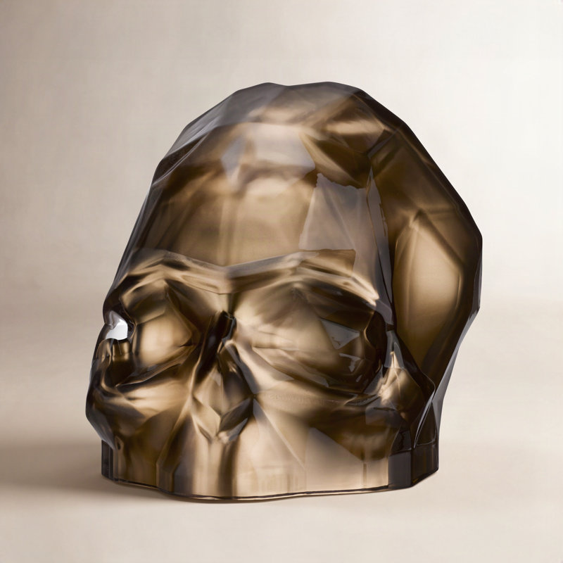 Crâne à facettes Memento Mori, H 8,27 po x l 10,24 po x P 7,8 po, Cuivre