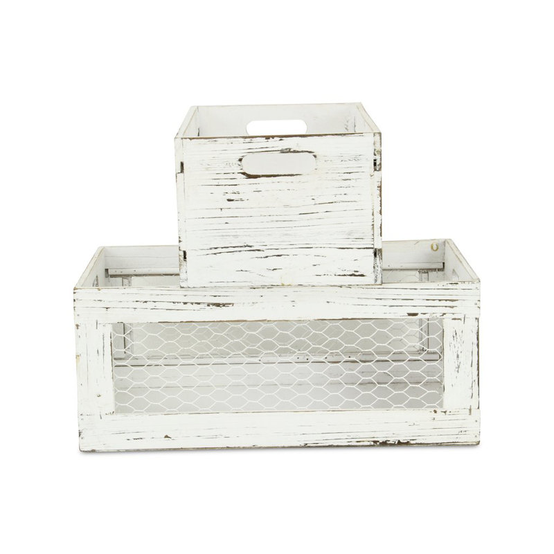 Gracie Oaks Wood Decorative Bin