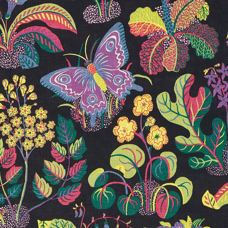 Tissu papillon exotique, Noir