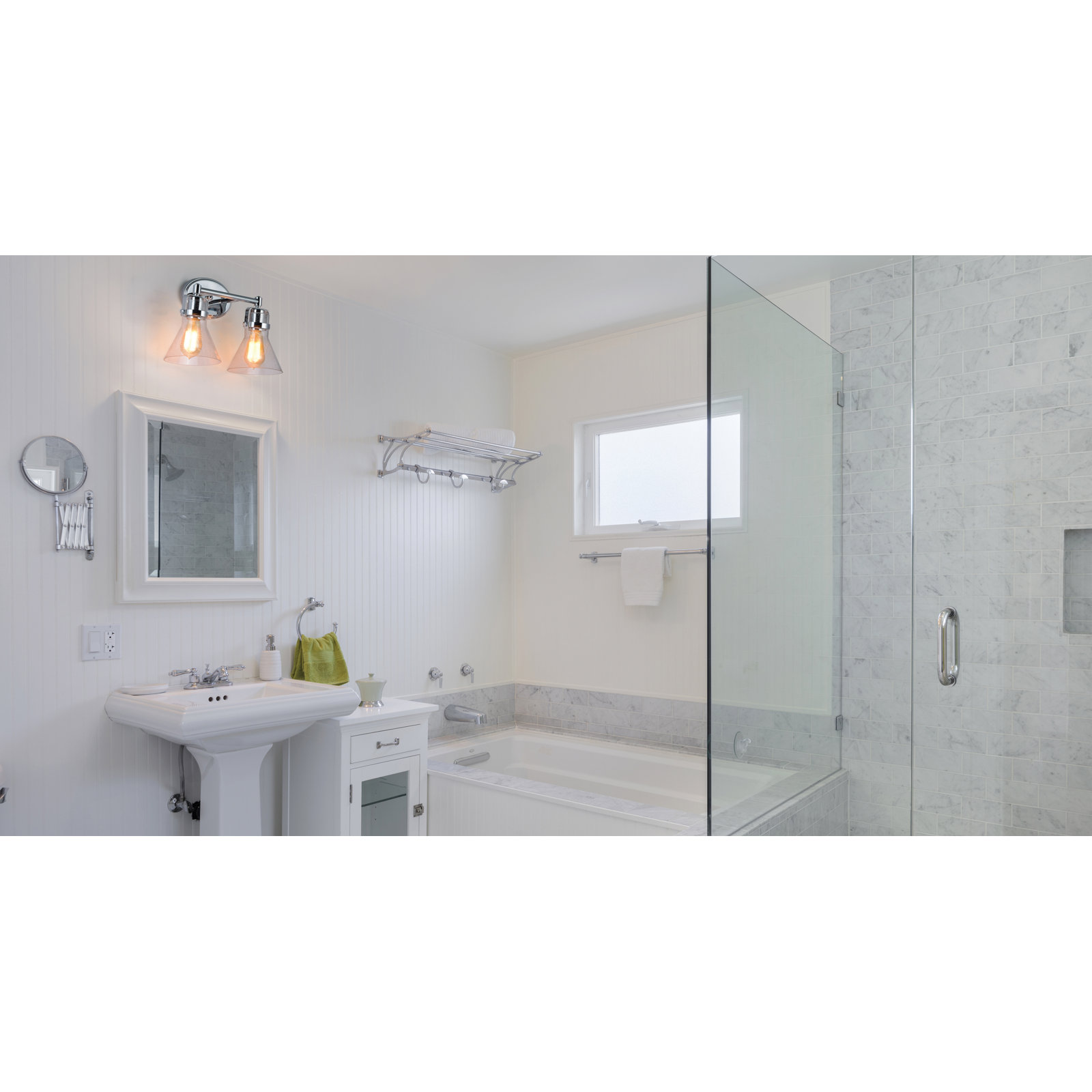 2 Light Seeded Dimmable Vanity Light, No, Polished Chrome, 2 Lights