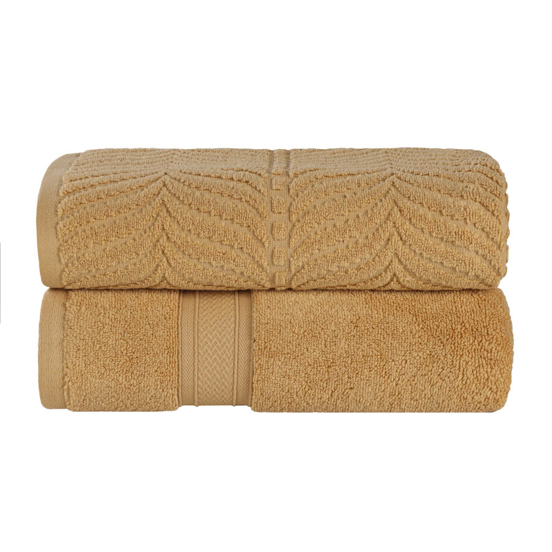 Drap de bain en coton uni et jacquard Telemanus, Or