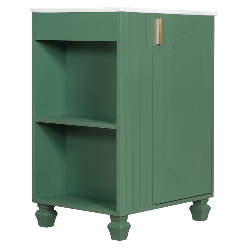 24'' Single Bathroom Vanity With Ceramic Top, Green