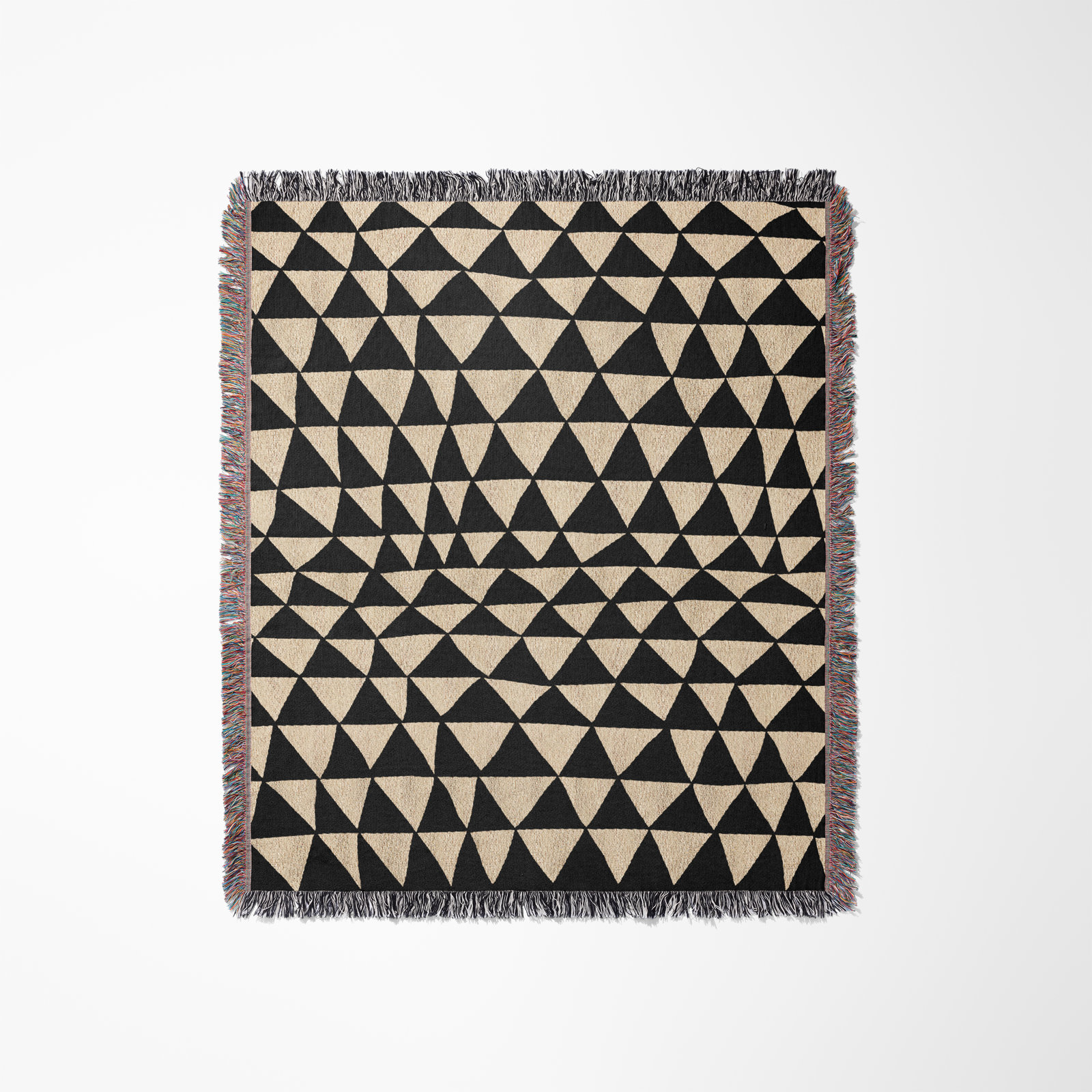 Kelia Cotton Throw Blanket, 52 x 37" – Throw, Black/Beige