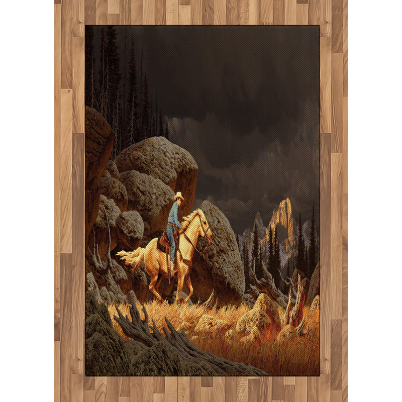 Western High Density Long Fiber Poly Threads Decorative Area Rug Carpet, Rectangle 4' x 5'8"