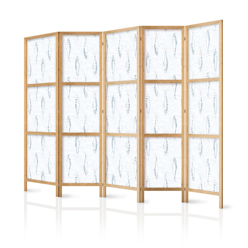 171cm H Solid Wood Folding Room Divider, 171cm H x 225cm W x 1.2cm D, 5