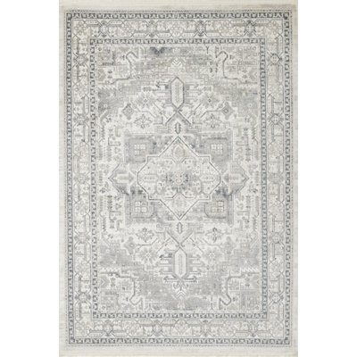 Momeni Menlo Traditional Polyester Medallion Blue Area