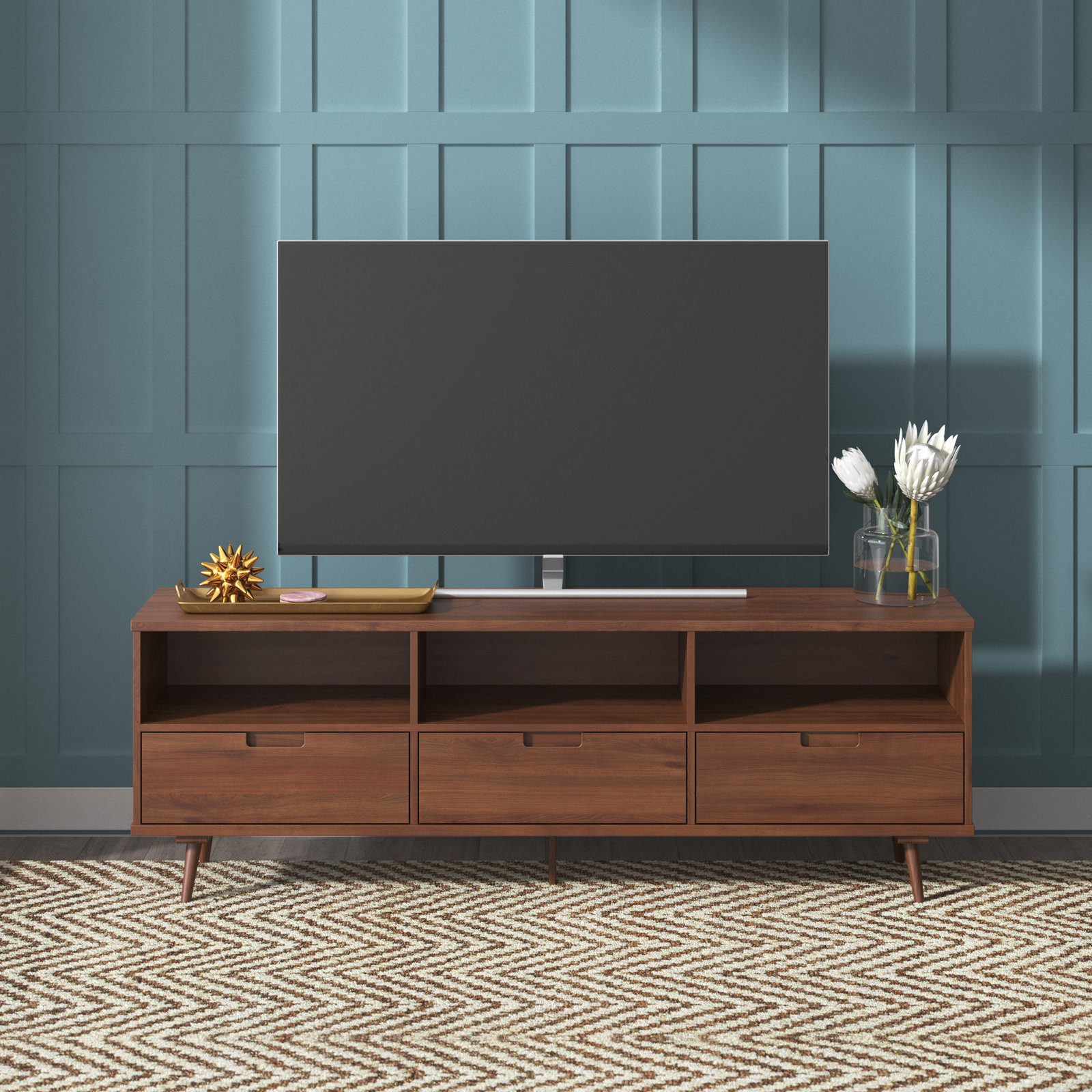 Sadie 70" Solid Wood TV Stand for 80" TVs - 3 Drawers