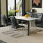 Ensemble table et chaises Ensemble de table de salle à manger luxueuse en pierre frittée froide de 63,3 pouces de 31,4 pouces - 4 chaises en polyuréthane de haute qualité avec pieds arqués en métal argenté-942484219-942484218