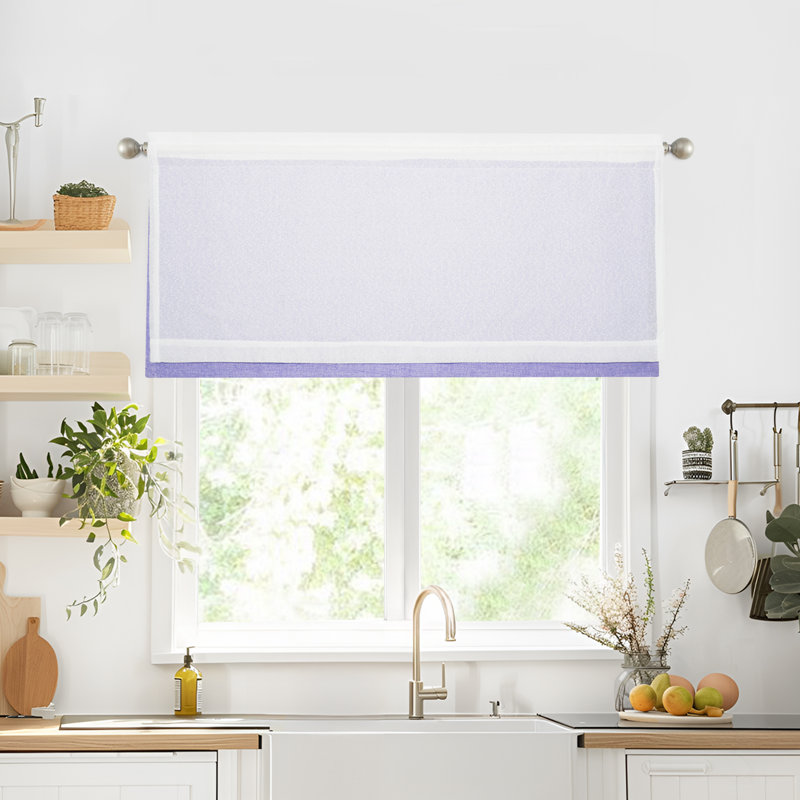 Double Layer Valance, Rustic Overlay Rod Pocket Window Valance, 52" W x 19" L, Light Purple