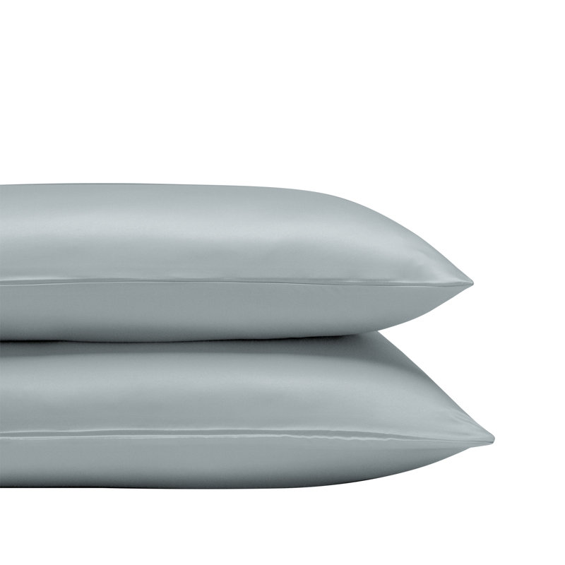  Ensemble de 2 taies d'oreiller en microfibre / polyester pour chambre d'amis, gris, Taie d'oreiller taille très grand