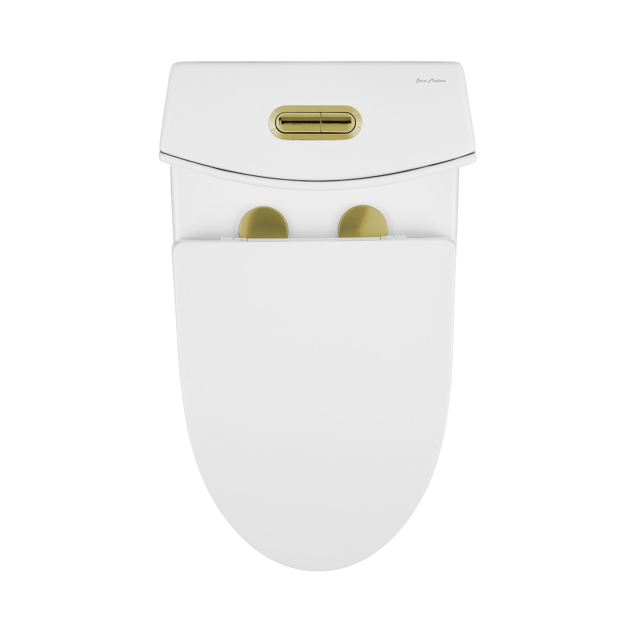 St. Tropez One Piece Elongated Toilet Dual Vortex Flush 1.6 GPF, 12", Top, Gold