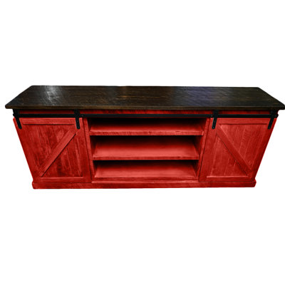 60 inch Farmhouse Solid Wood Sliding Barn Door TV Stand