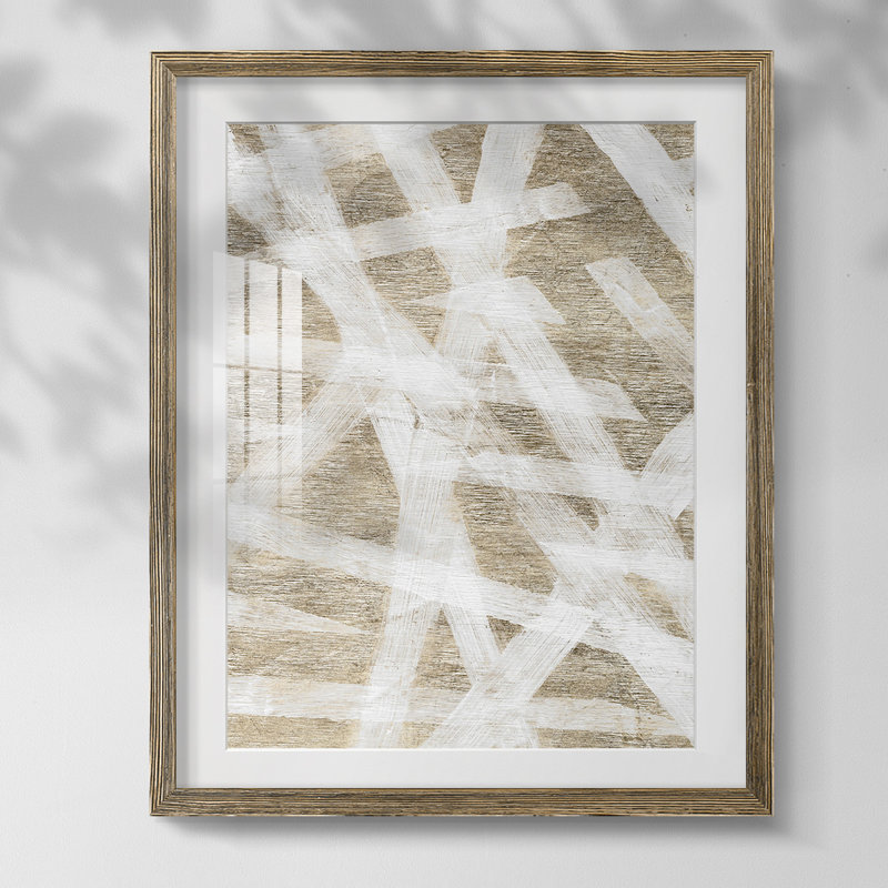 Impression encadrée Mallumo I, Blanc, Papier avec cadre noyer