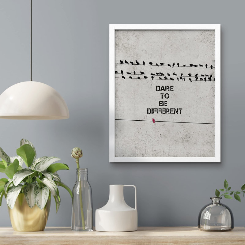 " Dare To Be Different Birds Silhouette Original Loft Cement Grey Courage ", White, 10" H x 8" W