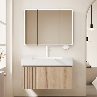 Armoire de salle de bain de luxe en chêne fritté Mid-Century