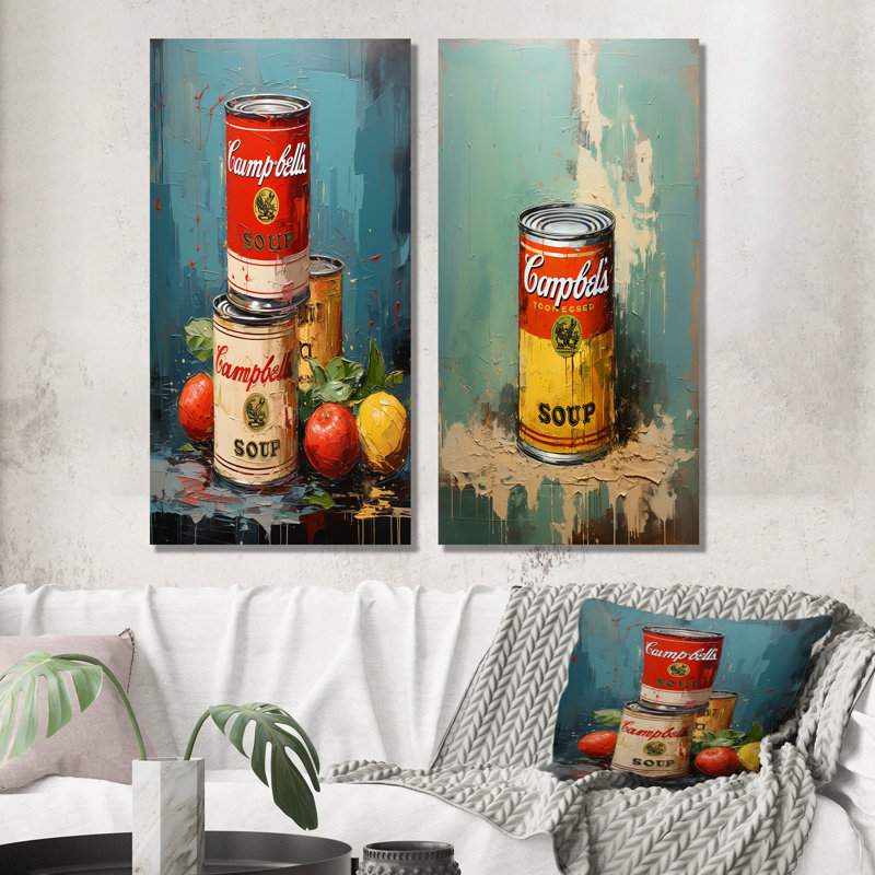 Popart Soup Sensation - Ensemble de salon abstrait Popart Wall Art, Toile tendue, H 28 po x l 25 po