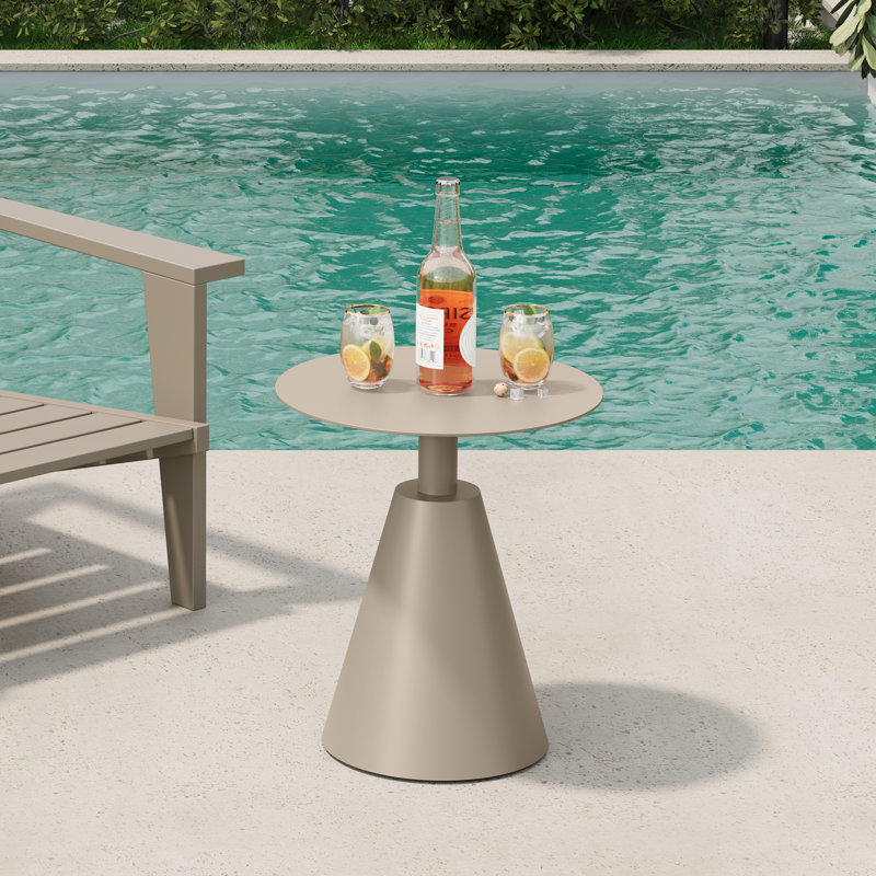 Table d'appoint ronde en aluminium pour l'extérieur, Brun