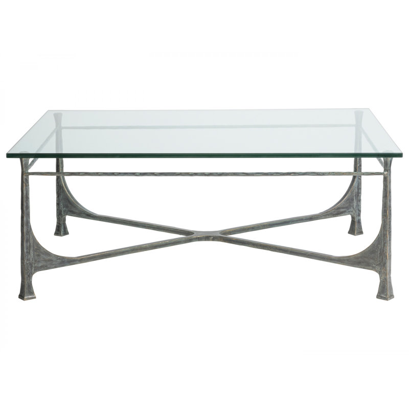 Bruno Rectangular Glass and Metal Coffee Table