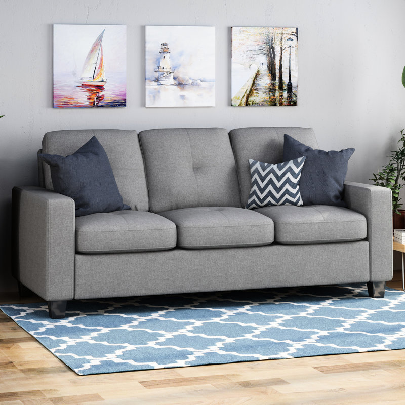 Three With Wood Legs - Grey Fabric Living Room Comfort Alluring Sitting Solution