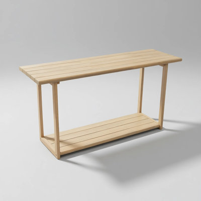Acacia Wood Outdoor Table with Shelf Patio Console Table for Backyard Garden
