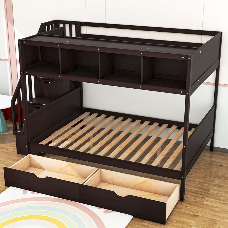 Harriet Bee Hader Twin over Full 2 Drawer Standard Bunk Bed with ...