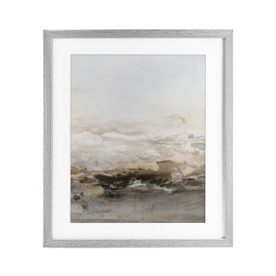 «Neutral Toned Abstract Horizon», reproduction encadrée sous verre, design par Hazel J.