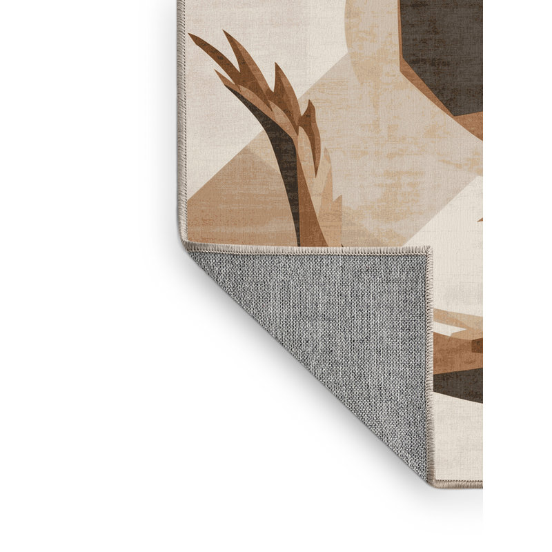 Tapis géométrique beige lavable à la machine Glendale, 2 pi x 3 pi