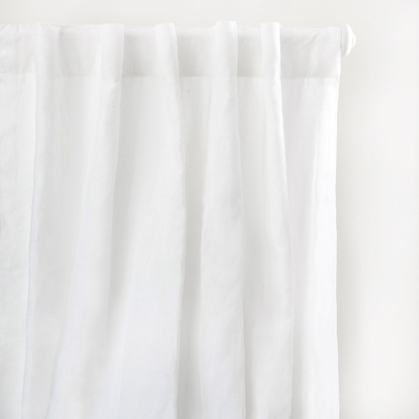 100% French Linen Curtain Panel Set, White, 50" W x 84" L