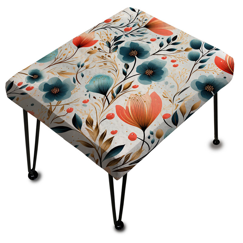 Multicolore motif floral serein côtier - Repose-pieds rectangulaire floral
