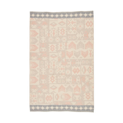Kilim Area Rug in Pink/Gray/Beige