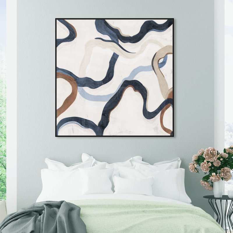 Sentiers de la vie III - peinture sur toile, Cadre noir, H 41 po x l 41 po