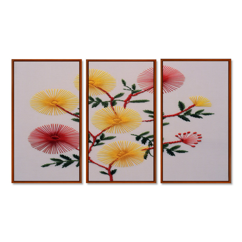 Bonneau - ensemble d'art mural coquelicot, Cadre flottant brun, H 32 po x l 48 po x P 1 po