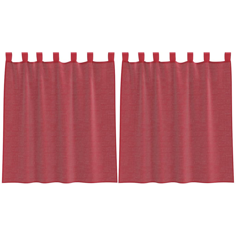 Vidaxl Voile Curtains With Loops 2 Pcs 140 Cm, 140cm Width x 140cm Drop, Wine Red