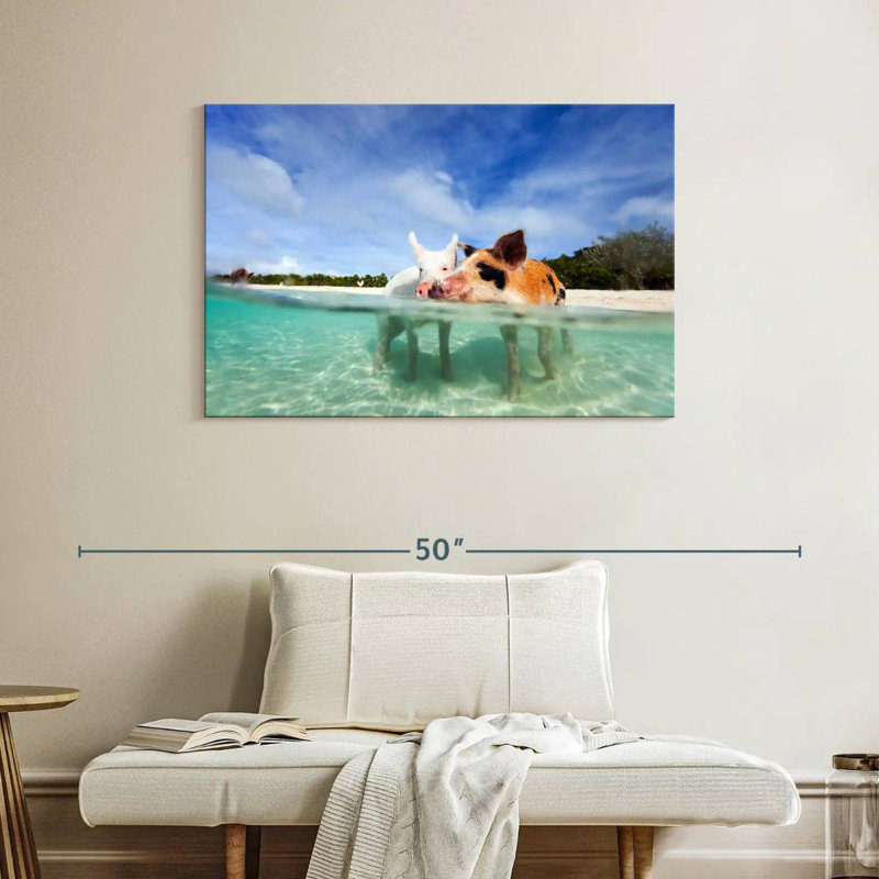 Brampt Pigs Bahamas Life, 26" H x 39" W