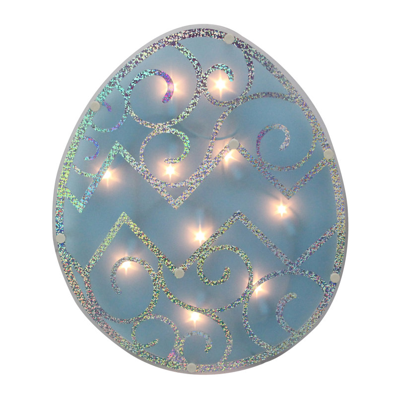 Décoration de fenêtre 12 po avec œuf de Pâques illuminé, Bleu