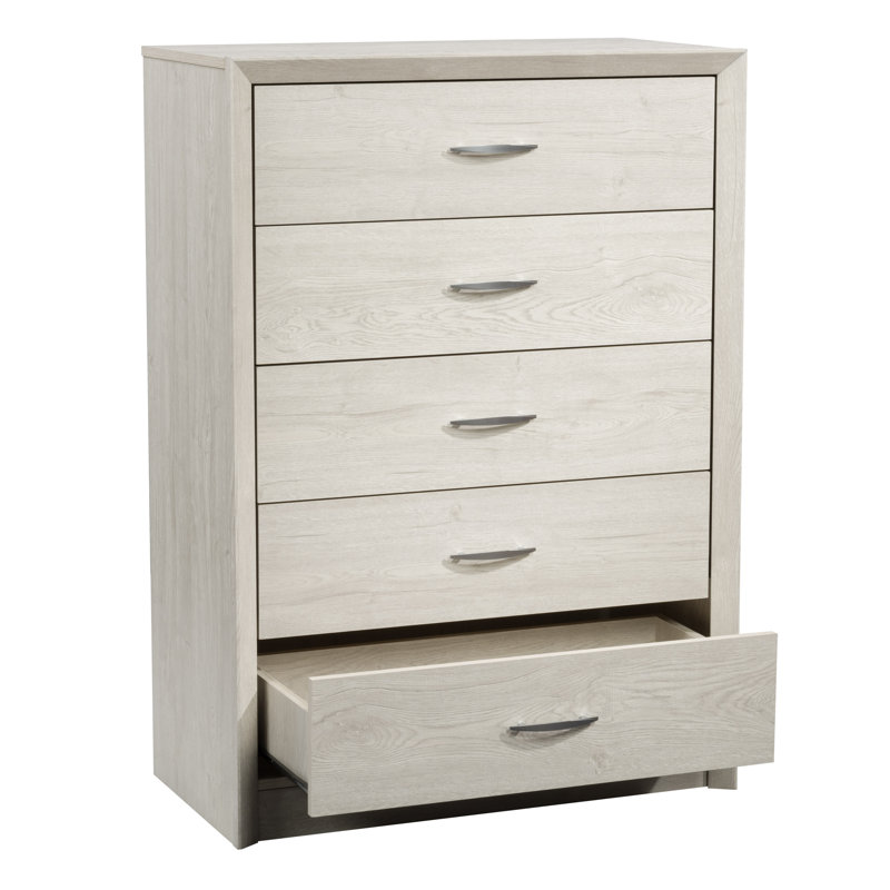 Lodsworth 5 Drawer 31.5" W Dresser, White Washed Oak