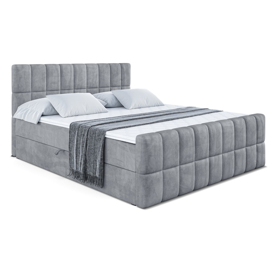 Boxspringbett mit H4 Multipocket-Matratze, Bettkasten und Topper