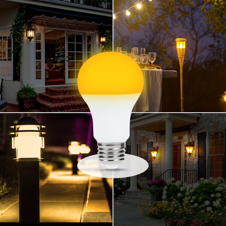 LOHAS Green Light Bulbs Outdoor, Dusk to Dawn Sensor A19 Green Porch Lights  40W Equivalent, 6W