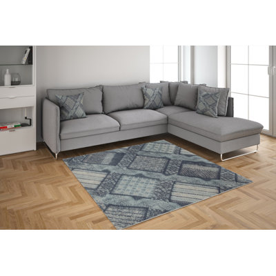 Tapis tissé de qualité supérieure, 5,2 x 7,5 pi, 100% polyester, antibactérien, antidérapant, hauteur des poils de 0,3 po | Lavable à la machine, impression numérique 3D | Parfait pour le salon, la chambre à coucher et le bureau