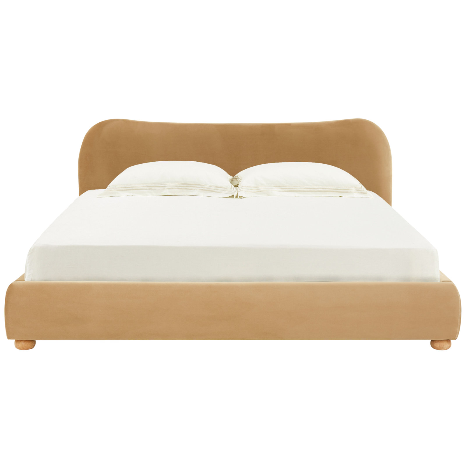 Liza Upholstered Bed, Queen, Light Brown Velvet