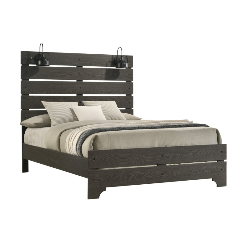 Ruggera Farmhouse Bed with Integrated Reading Lights, King